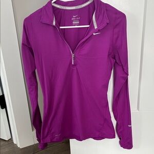 Nike Women's Magenta Long Sleeve Quarter Zip Dri-FIT Top